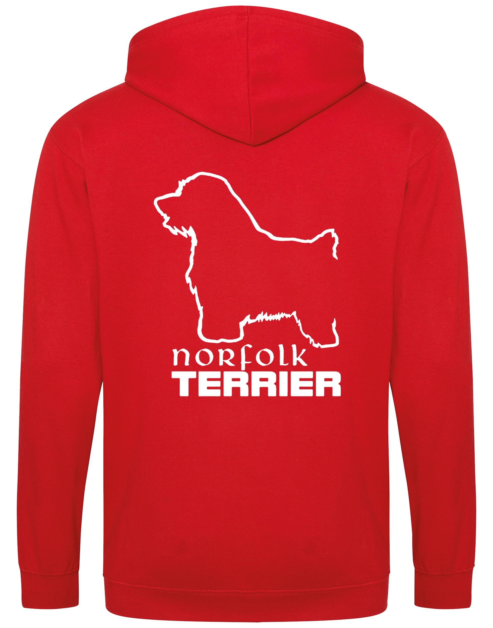 Norfolk Terrier Zipped Hoodie featuring exclusive breed artwork, heavy-blend fleece, full-zip closure, and spacious front pockets. Perfect for Norfolk Terrier lovers seeking warmth, comfort, and style.