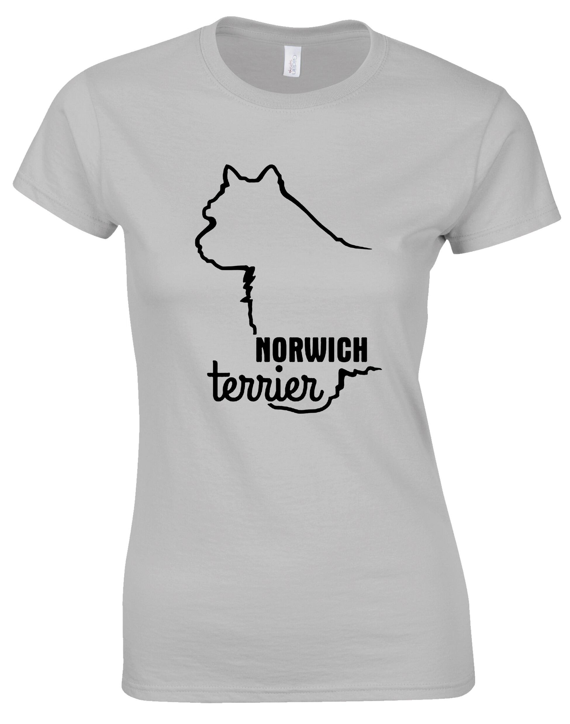 Norwich Terrier Female Roundneck T-shirt featuring exclusive breed artwork, soft cotton fabric, and a flattering feminine fit. Designed for style, comfort, and Norwich Terrier lovers—perfect for dog walks, breed events, or casual wear.
