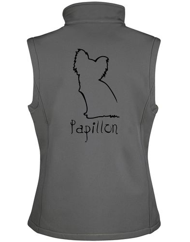 Papillon Women’s Softshell Gilet – fleece-lined, water-resistant, stylish fit, and exclusive breed design. The perfect all-weather gilet for Papillon lovers.