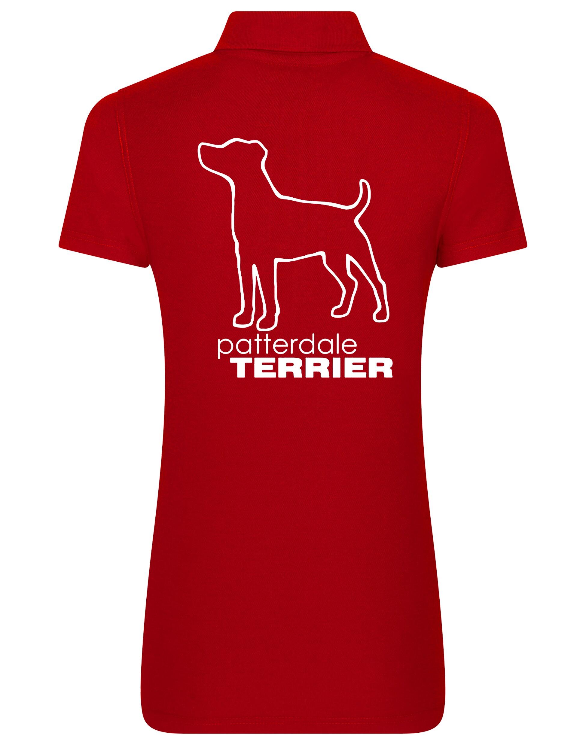 Patterdale Terrier Women’s Cotton Polo – lightweight, breathable cotton polo featuring exclusive Patterdale Terrier artwork on the back, a structured collar, and a tailored feminine fit for comfort and style.