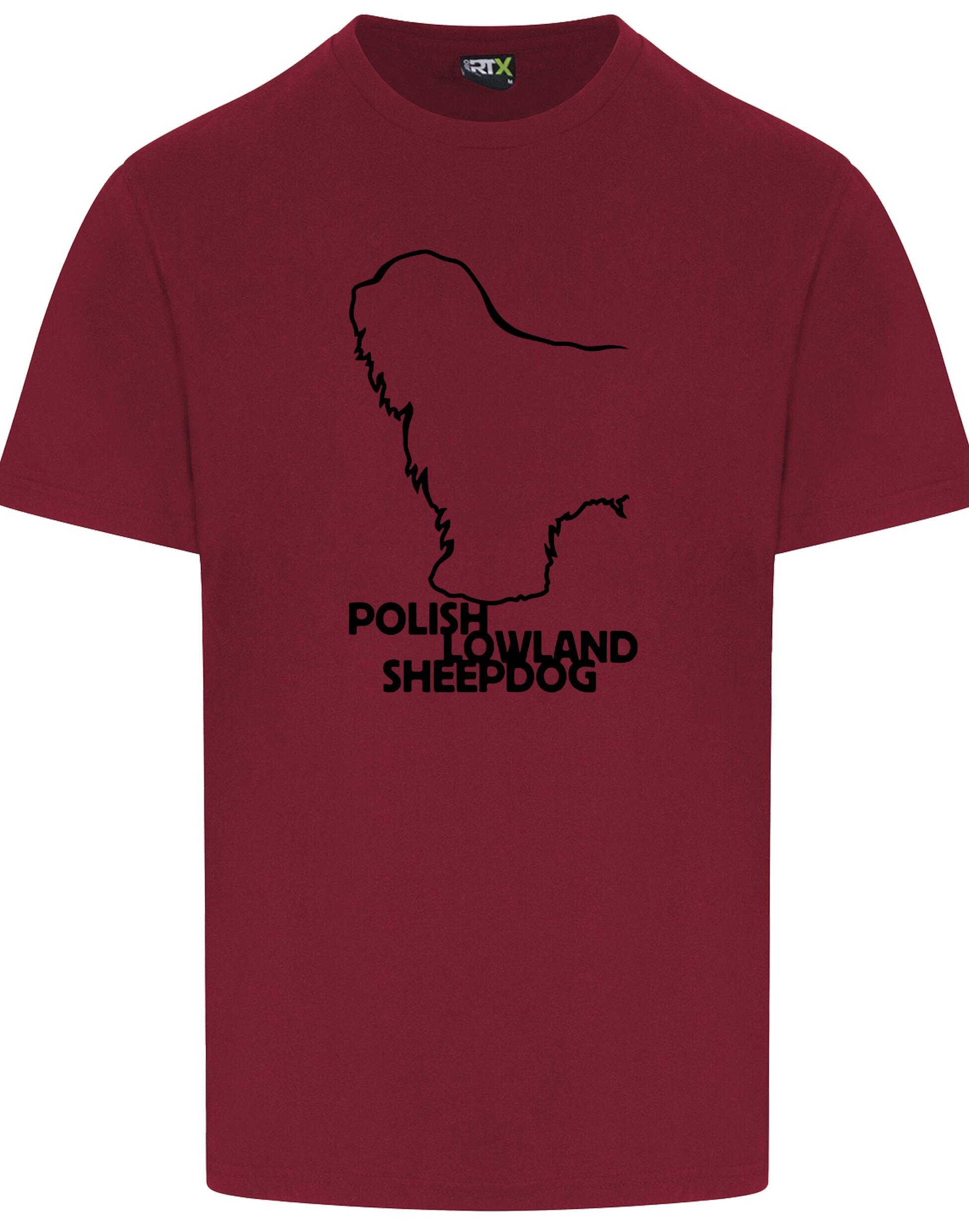 Polish Lowland Sheepdog Unisex Roundneck T-Shirt featuring exclusive breed artwork, a classic round neckline, and soft breathable cotton fabric for everyday comfort and style.