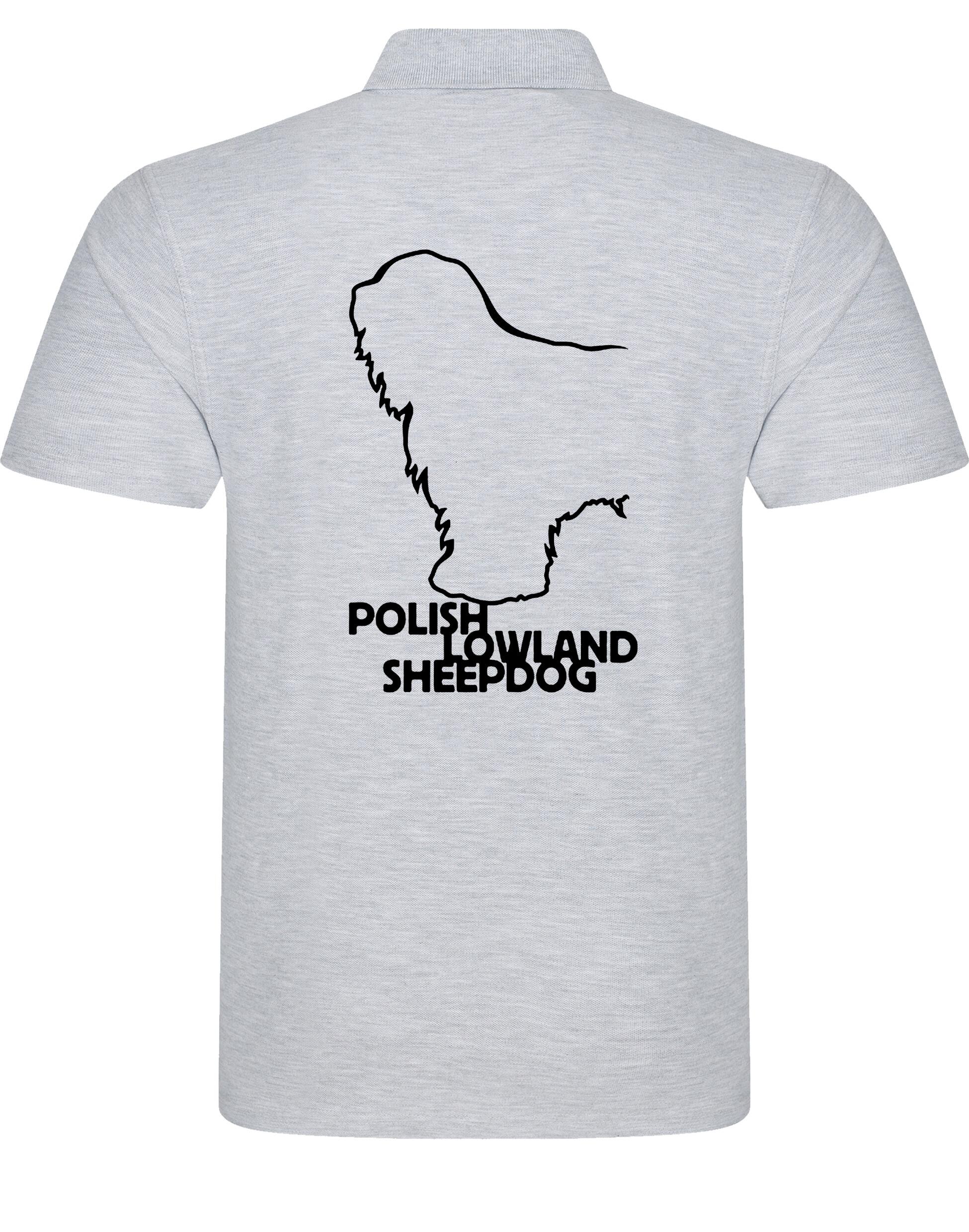 Polish Lowland Sheepdog Unisex Cotton Polo featuring exclusive breed artwork, breathable cotton fabric, and a relaxed fit for comfort and style.