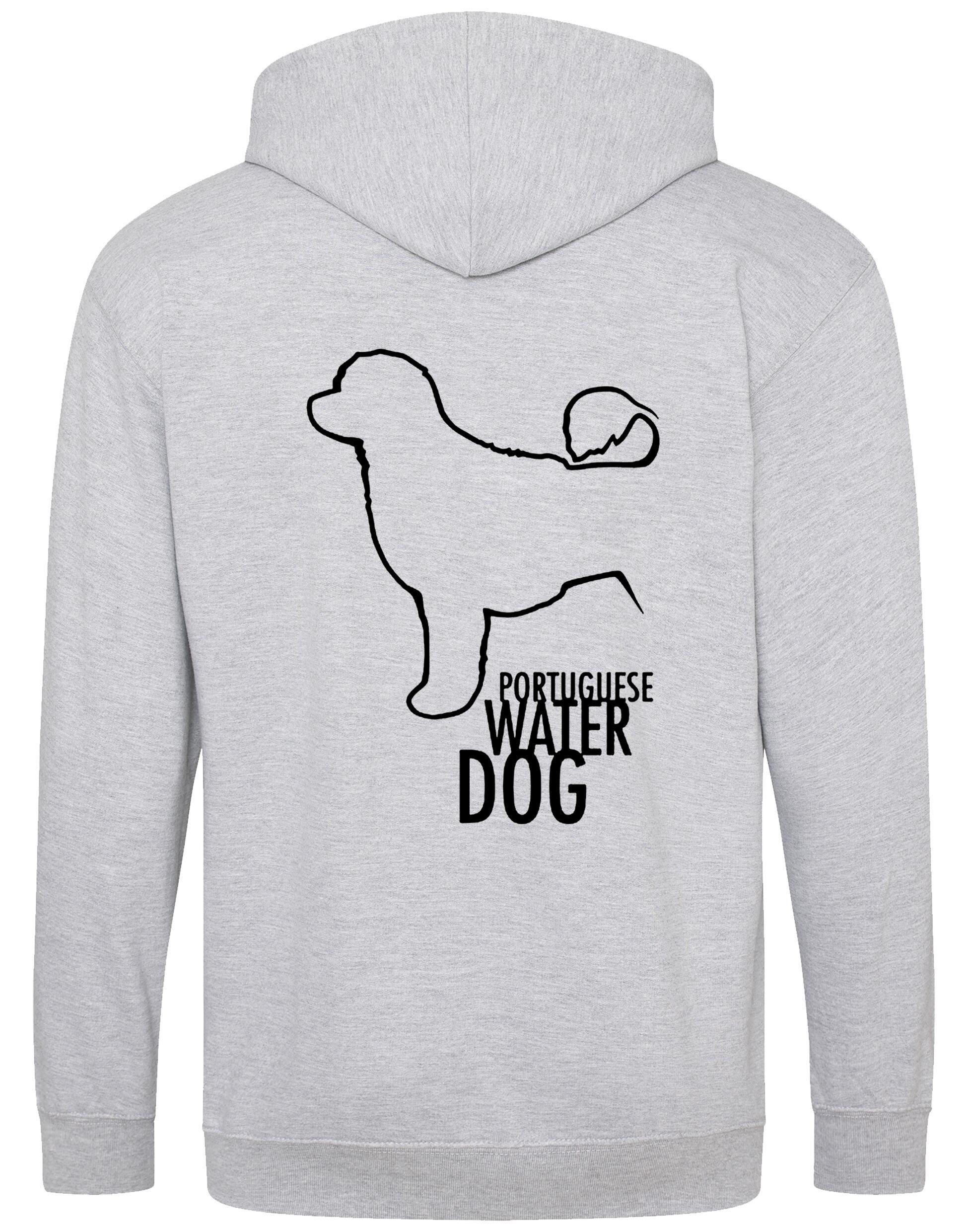 Portuguese Water Dog Zipped Hoodie featuring exclusive breed artwork, premium heavy-blend fabric with brushed fleece interior, full-zip closure, and practical design for versatile, stylish comfort.