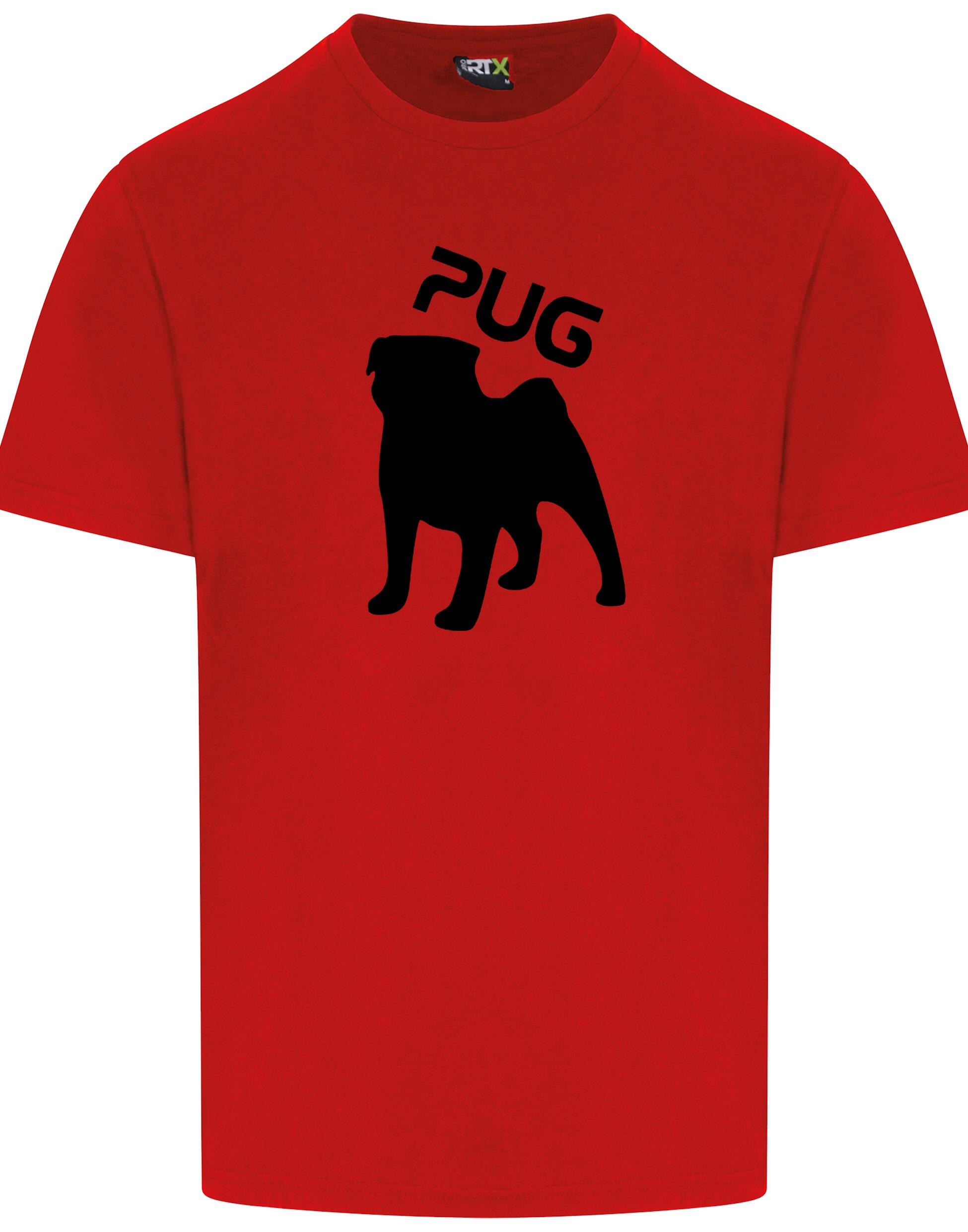 Unisex Pug (Silhouette) Roundneck T-shirt featuring exclusive silhouette artwork, crafted from premium breathable cotton for all-day comfort and a relaxed, stylish fit, perfect for Pug enthusiasts.