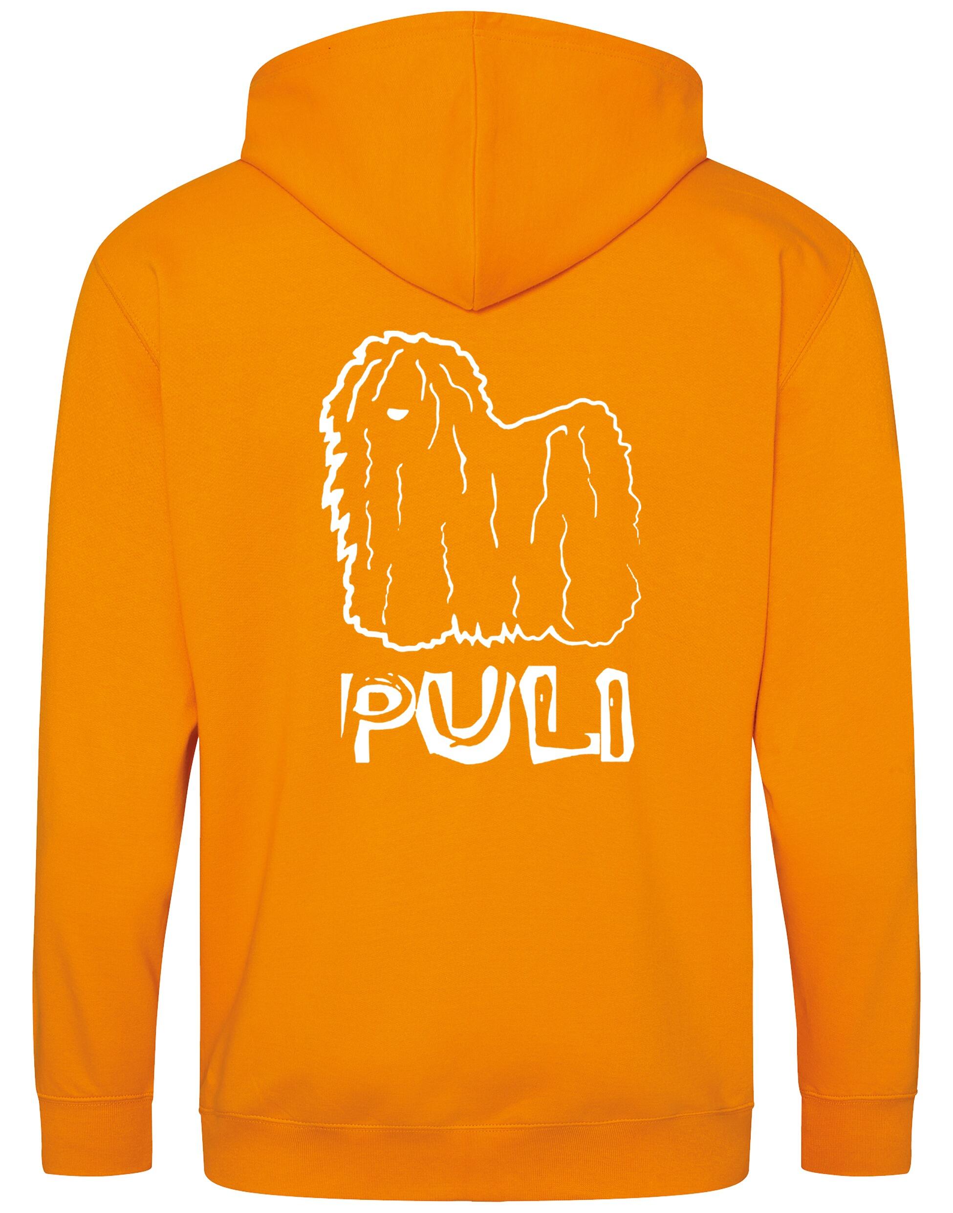 Unisex Hungarian Puli Zipped Hoodie featuring exclusive breed artwork with personalization options, crafted from heavy-blend fabric with a cozy brushed fleece interior, a full-zip closure, and a spacious kangaroo pocket for stylish, comfortable outdoor wear.
