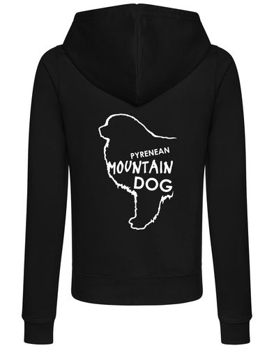 Women's Pyrenean Mountain Dog Zipped Hoodie featuring exclusive breed artwork with personalization options, crafted from premium breathable materials for all-day comfort and a flattering feminine fit, perfect for dog events and outdoor adventures.