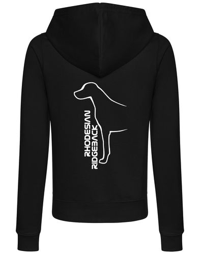 Rhodesian Ridgeback Women’s Zipped Hoodie featuring exclusive breed artwork, a flattering feminine fit, soft breathable fabric, and a full-zip design with a cozy hood and practical front pockets.