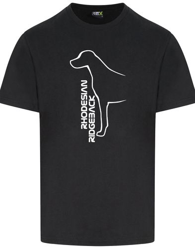 Rhodesian Ridgeback Unisex Roundneck T-shirt featuring exclusive breed artwork, soft premium cotton fabric, relaxed unisex fit, and classic round neckline for comfort and style.