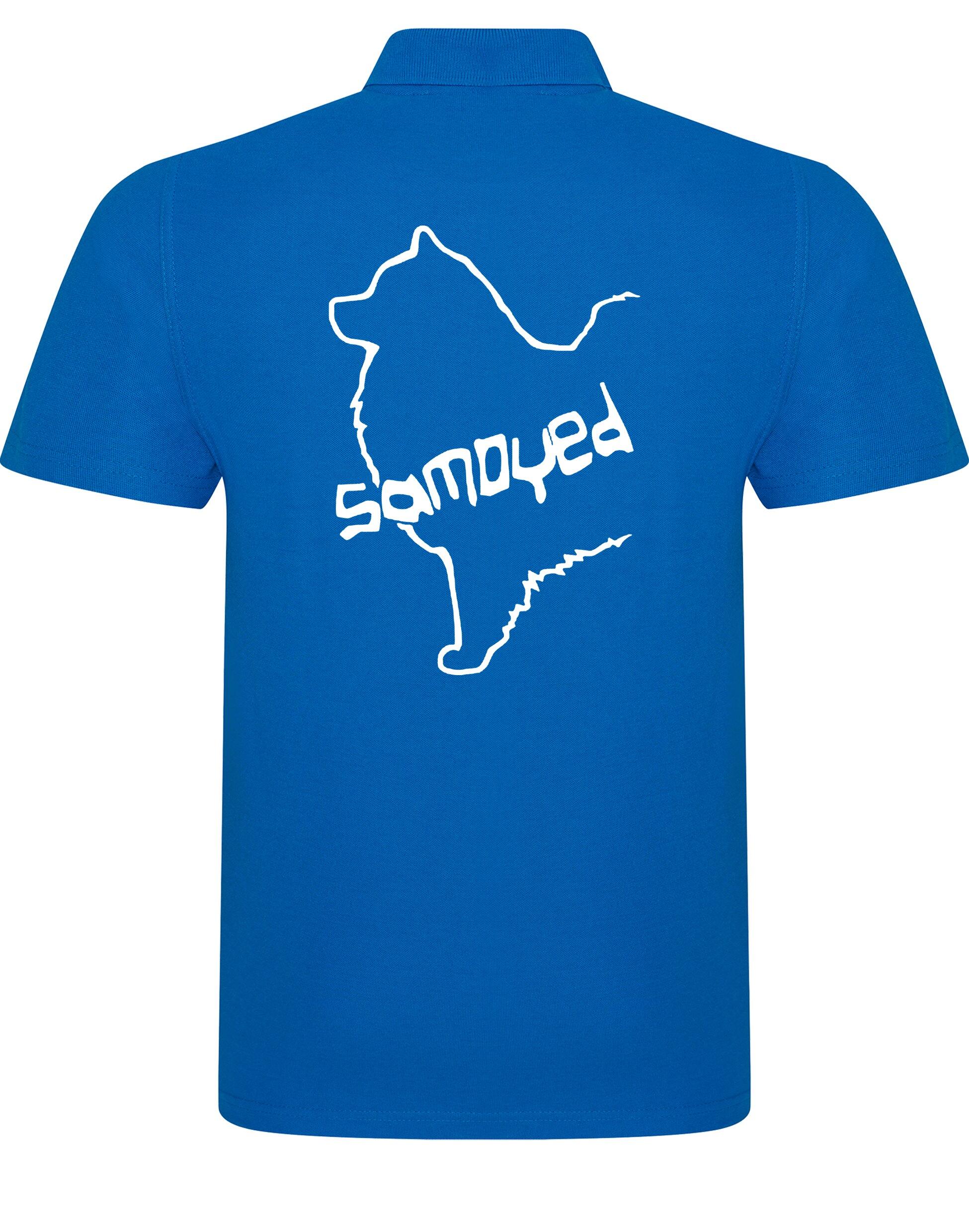 Samoyed Unisex Cotton Polo featuring exclusive breed artwork, breathable soft cotton, relaxed unisex fit, and classic polo collar for stylish comfort and breed pride.