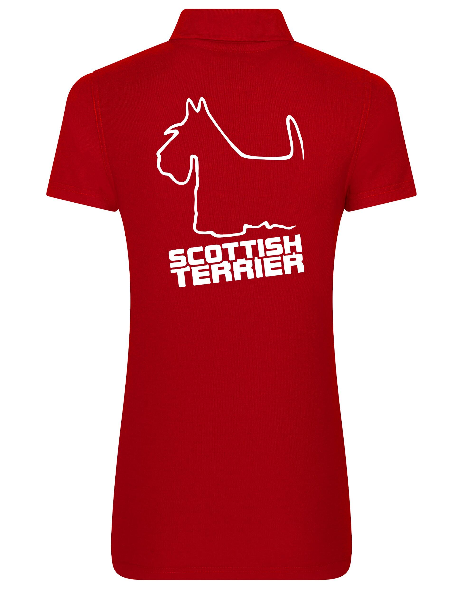 Scottish Terrier Women's Cotton Polo featuring exclusive breed artwork, breathable premium cotton fabric, and flattering feminine fit.