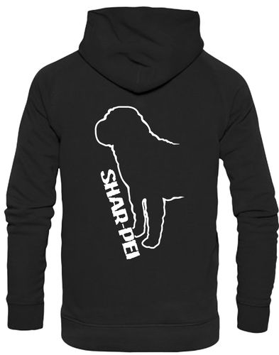 Shar Pei Design Pullover Hoodie featuring exclusive breed artwork, double-fabric hood, and kangaroo pocket.
