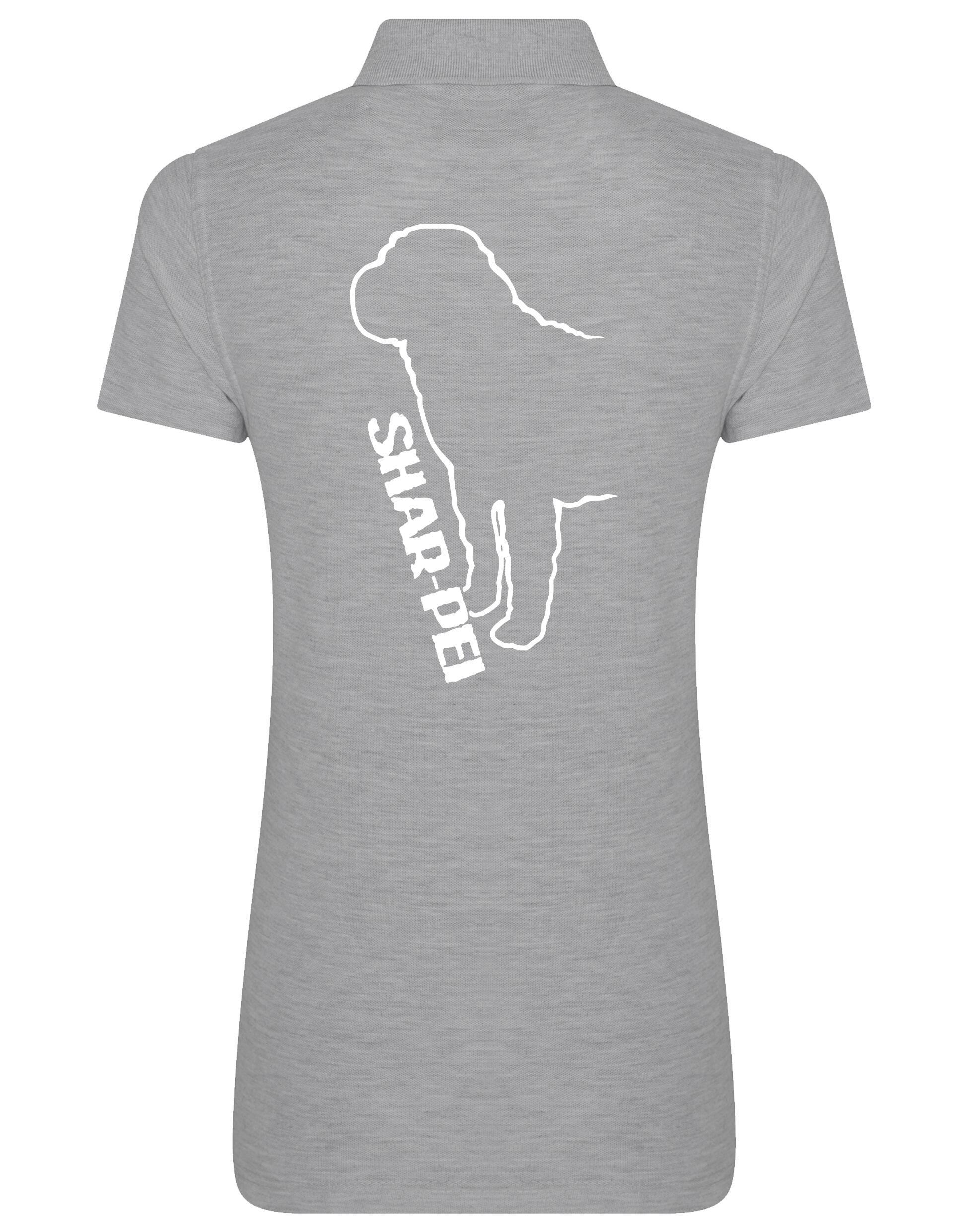 Women's Cotton Polo featuring exclusive Shar Pei graphic design.