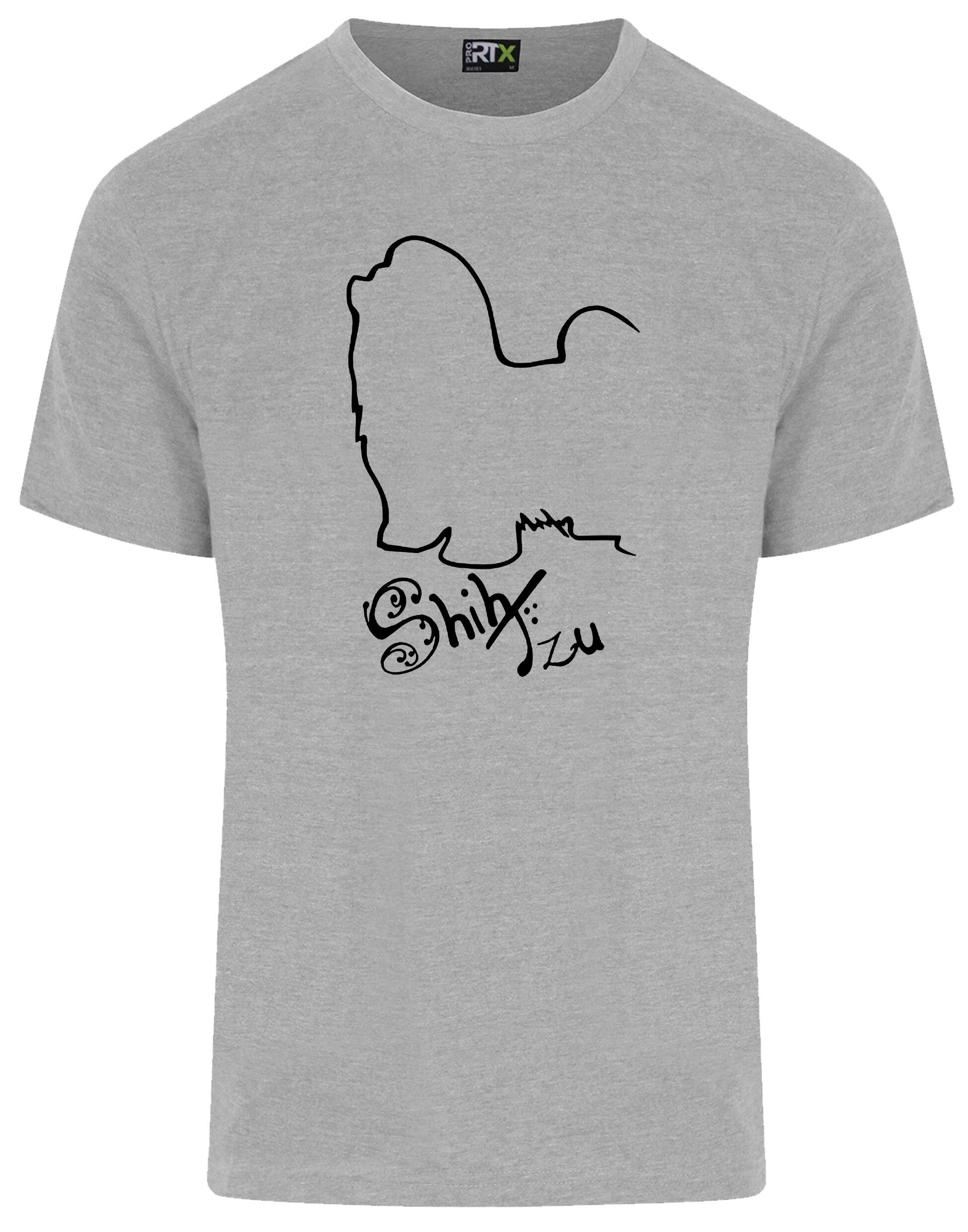 Unisex cotton roundneck T-shirt featuring a detailed Shih Tzu graphic on the front, lightweight and breathable with a relaxed fit suitable for all body types. Ideal for casual wear or breed events.