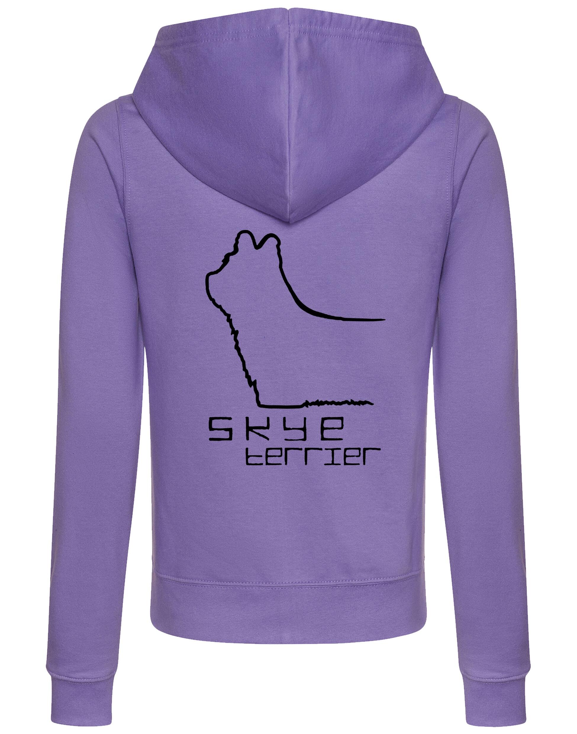 Women’s zipped hoodie featuring exclusive Skye Terrier artwork on the back, with front pockets and a cozy hood. Designed for comfort and style, perfect for Skye Terrier lovers attending dog shows or enjoying outdoor walks.