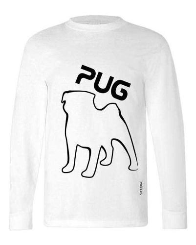 Pug (Outline) T-Shirts Adult Long-Sleeved Premium Cotton