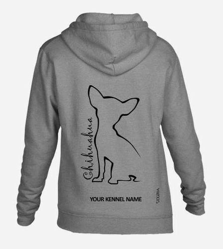 Chihuahua - Outline, Dog Breed Hoodies Full Zipped Women's & Men's Sizes Exclusive Dogeria Design