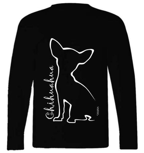 Chihuahua (Outline) T-Shirt Adult Long-Sleeved Premium Cotton