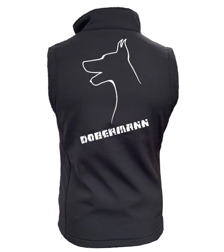 Dobermann Terrier Dog Breed Design Softshell Gilet Full Zipped Women's & Men's Styles