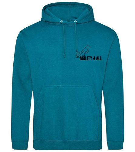 Agility 4 All - Official Clothing - Teal Hoodie (Front with black Printed logo)