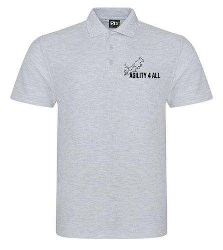 Agility 4 All Official Clothing - Heather Grey Unisex Polo - Black Printed Logo