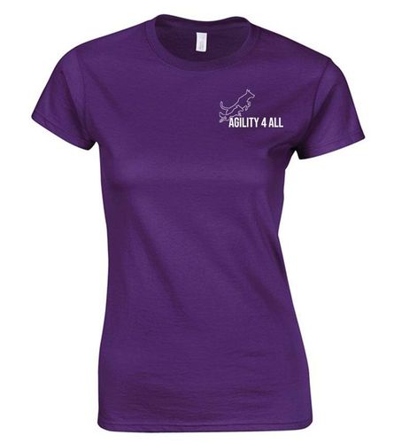 Agility 4 All Official Clothing - Purple Female T-Shirt - White Printed Logo