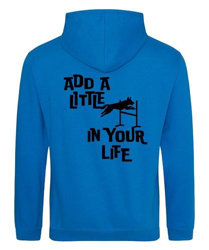 Add a Little Jump Design on a Sapphire Blue Pullover Hoodie Black Print