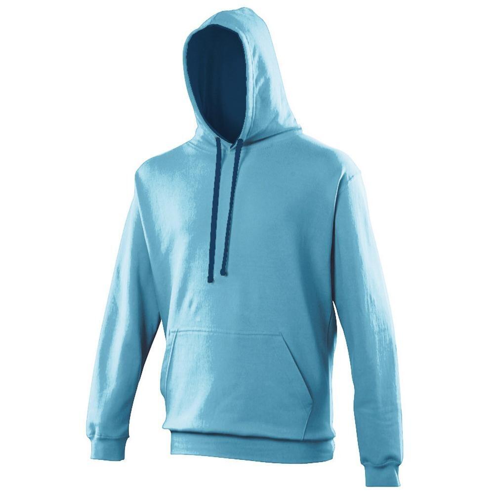 Contrast Plain Pullover Hoodie Hawaiian Blue/Oxford Navy