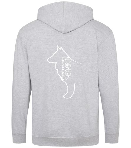 Unisex German Shepherd Zipped Hoodie Heather Grey (White)
