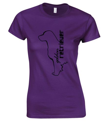Female Golden Retriever T-Shirt Purple (Black)
