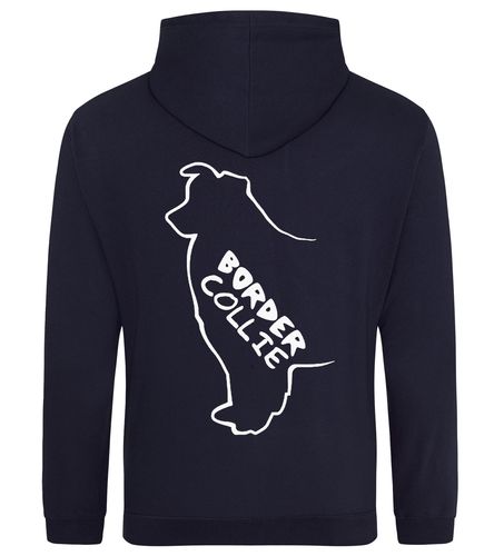 Unisex Border Collie Pullover Hoodie French Navy (White)
