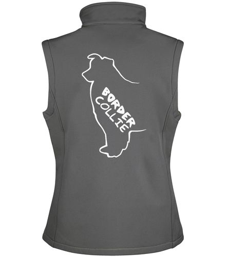 Unisex Border Collie Softshell Gilet Charcoal (White)