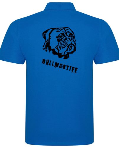 Unisex Bullmastiff (Head) Polo Shirt Sapphire Blue (Black)