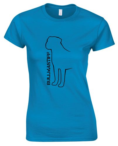 Female Bullmastiff (Standing) T-Shirt Sapphire Blue (Black)