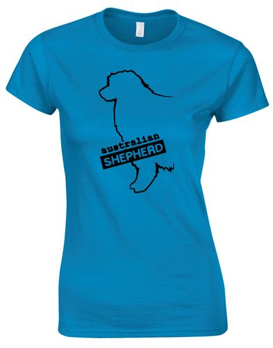 Female Australian Shepherd T-Shirt Sapphire Blue (Black)