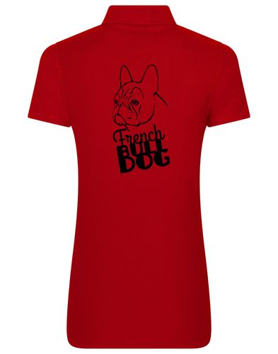 Female French Bulldog (Head) Polo Shirt Red (Black)