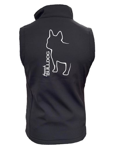 Female French Bulldog (Outline) Softshell Jacket Black Orange (White)