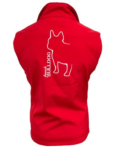 Female French Bulldog (Outline) Softshell Jacket Red (White)