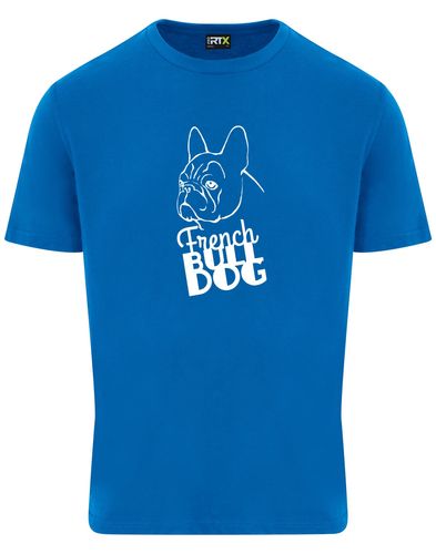 Unisex French Bulldog (Head) T-Shirt Sapphire Blue (White)
