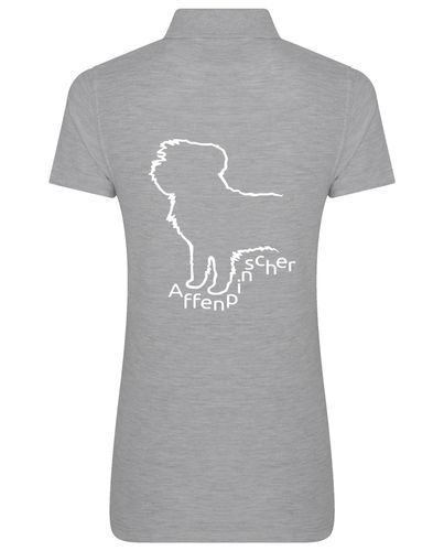 Female Affenpinscher Polo Shirt Heather Grey (White)