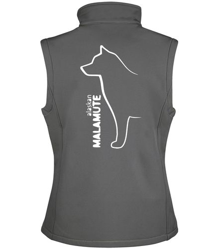 Unisex Alaskan Malamute Softshell Jacket Charcoal (White)