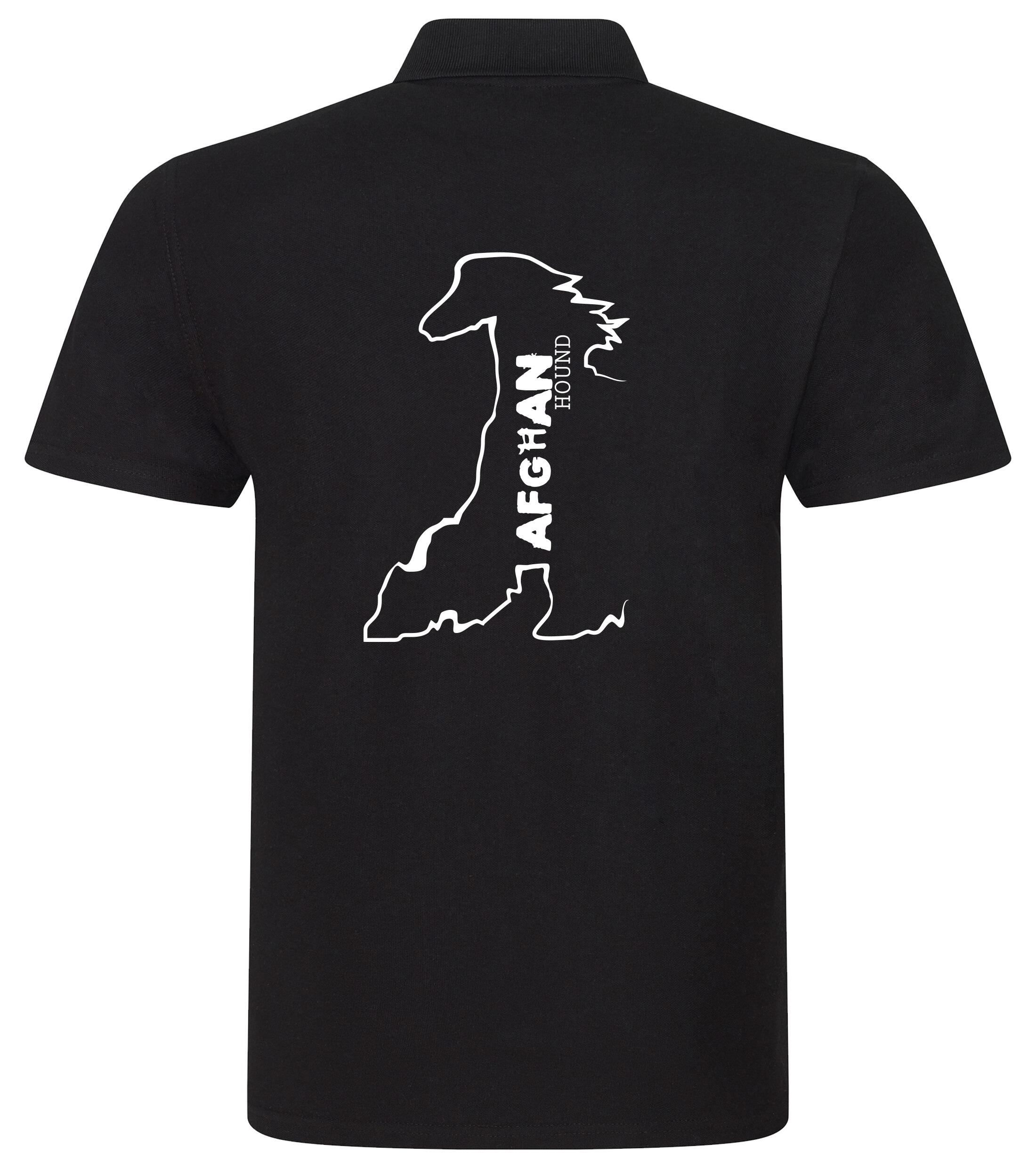 Unisex Afghan Hound Polo Shirt Black (White)