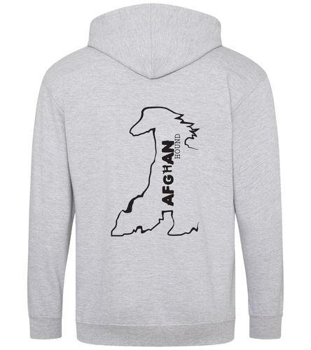 Unisex Afghan Hound Zipped Hoodie Heather Grey (Black)