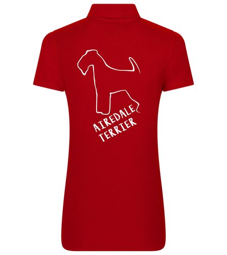 Female Airedale Terrier Polo Shirt Red (White)