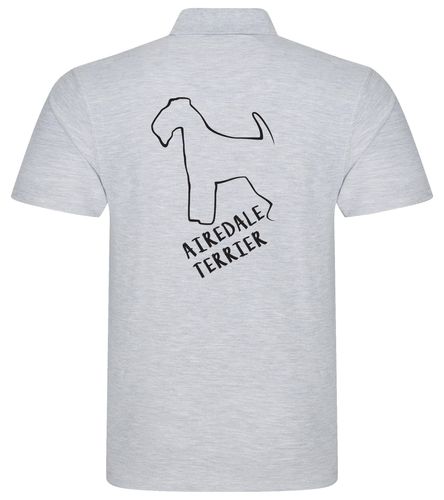 Unisex Airedale Terrier Polo Shirt Heather Grey (Black)