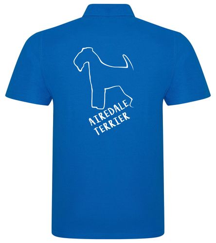 Unisex Airedale Terrier Polo Shirt Sapphire Blue (White)