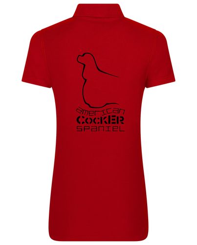 Female American Cocker Spaniel Polo Shirt Red (Black)