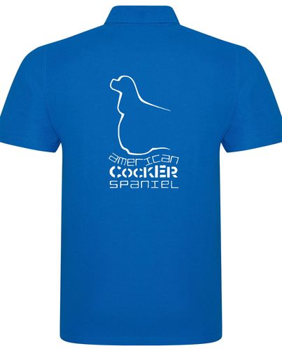 Unisex American Cocker Spaniel Polo Shirt Sapphire Blue (White)