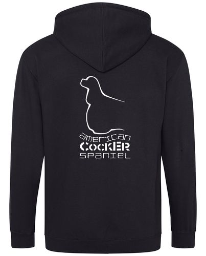 Unisex American Cocker Spaniel Zipped Hoodie Black (White)