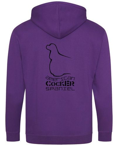 Unisex American Cocker Spaniel Zipped Hoodie Purple (Black)