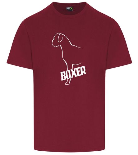 Unisex Boxer Ear Drop Roundneck T-Shirt Burgundy (White)
